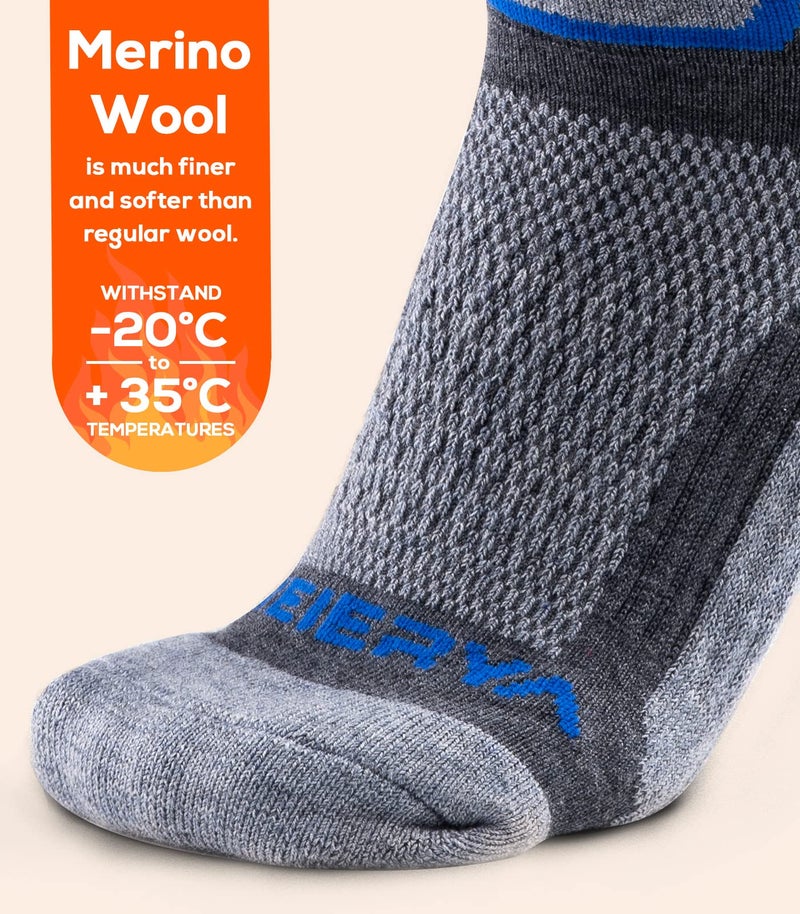 WEIERYA Ski Socks 2 Pairs Pack for Skiing, Snowboarding, Cold Weather, Winter Performance Socks (Retro Grey 2 Pairs, X-Large) - Image 3